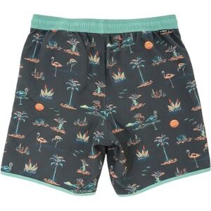 Jetty Mens‎ XL Tropical Flamingo Board Shorts Black Green Stretch Swim Trunks